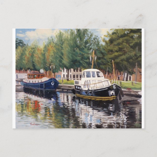 Scenic Bruges Boat Scene with Colourful Reflection Postcard (Front)