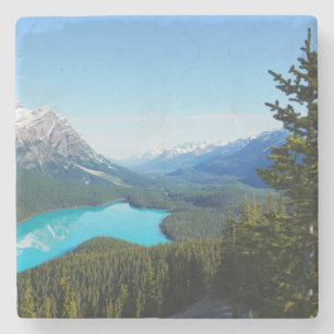 Scenic Canadian Blue Mountain Lake Pines Stone Coaster