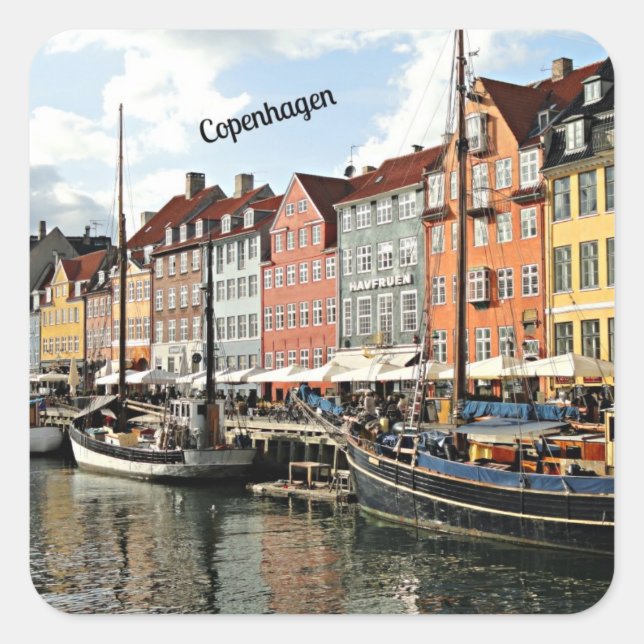 Scenic Canal in Copenhagen Square Sticker (Front)