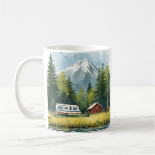 Scenic Caravan Camping Illustration Mug