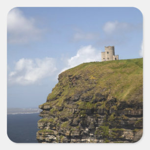 Scenic Cliffs of Moher and O'Brien's Tower. Square Sticker