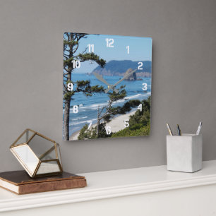 Scenic Coastline Seascape Square Wall Clock