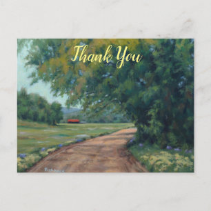 Scenic Country Road With Red Barn Postcard