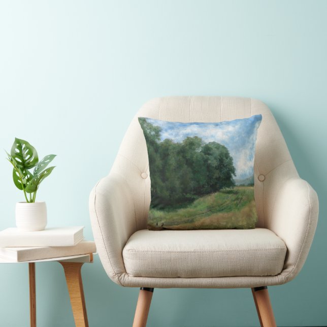 Scenic Countryside Path – Vintage Landscape Design Throw Pillow (Chair)