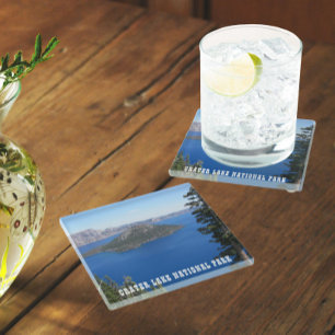 Scenic Crater Lake National Park Glass Coaster