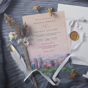 Scenic Denver Colorado Elegant Destination Wedding Invitation
