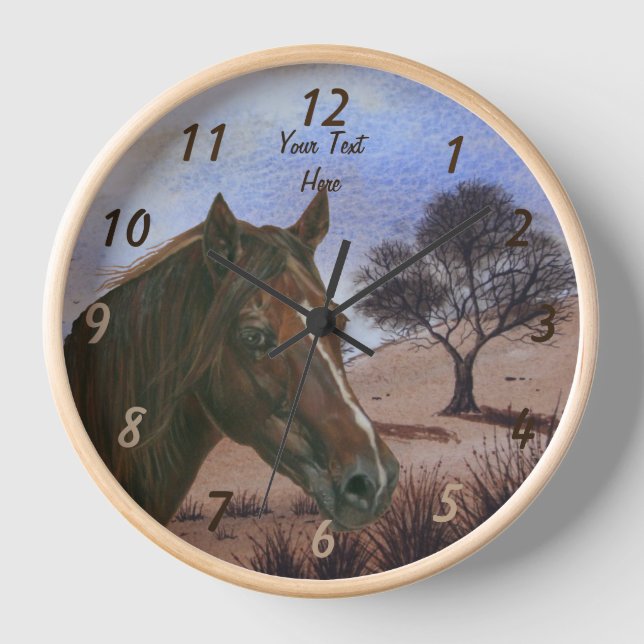 scenic equine portrait chestnut mare brown horse clock (Front)