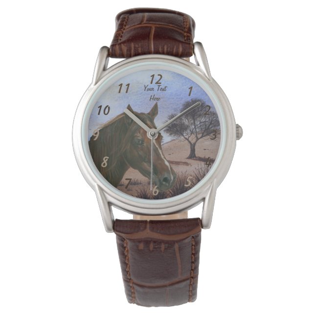 scenic equine portrait chestnut mare brown horse watch (Front)