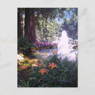 Scenic Garden and Water Fountain Postcard