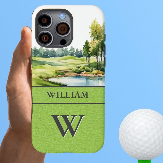Scenic Golf Course Monogram Name   iPhone Case (Creator Uploaded)