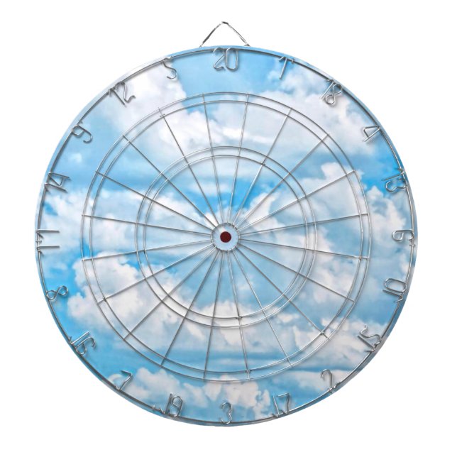 Scenic Happy Sunny Clouds Background Dartboard (Front)