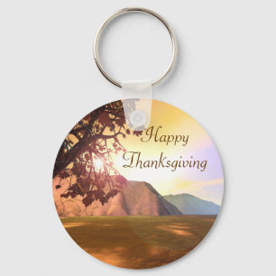 Scenic Happy Thanksgiving Keychain