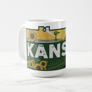 Scenic Kansas Retro Silhouette Coffee Mug