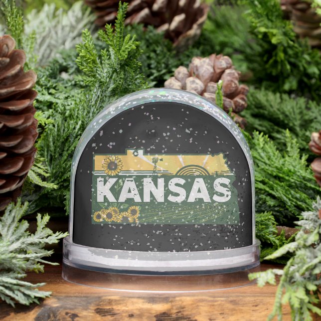 Scenic Kansas Retro Silhouette  Snowglobe (Winter)