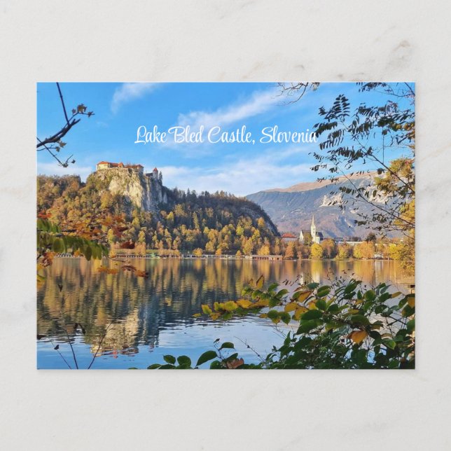 Scenic Lake Bled Castle in the fall, Slovenia Postcard (Front)