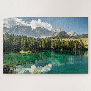 Scenic Lake Carezza Caress Italy Dolomites Puzzle