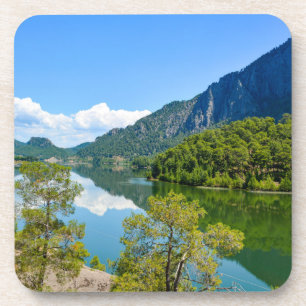 Scenic Lake Mountain Reflection Photo Coaster