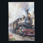 Scenic Landscape a Victorian Train Kitchen Towel<br><div class="desc">A lovely landscape with a Victorian train outside a train station</div>