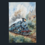 Scenic Landscape a Victorian Train Kitchen Towel<br><div class="desc">A lovely mountain landscape with a Victorian train and a castle in background</div>
