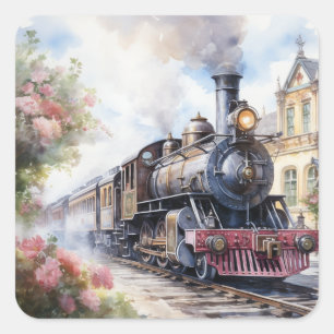 Scenic Landscape a Victorian Train Square Sticker