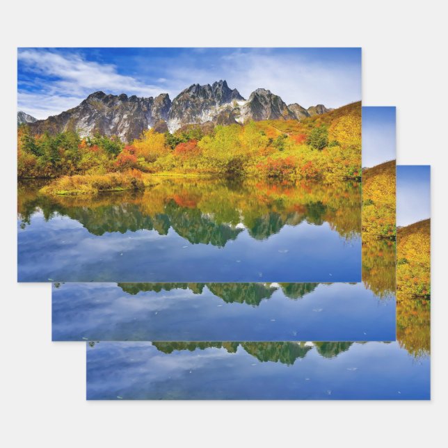 Scenic Landscape Forest and Mountains Wrapping Paper Sheet (Set)
