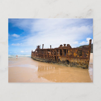 Scenic landscape Maheno ship wreck beach Australia Postcard