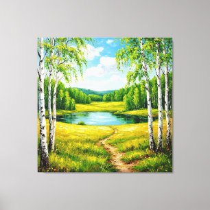 Scenic Landscape of a Serene Lake Canvas Print