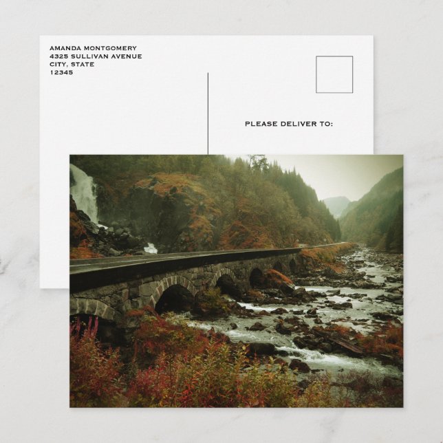 Scenic Landscape Waterfalls and Forest Postcard (Front/Back)