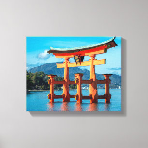 Scenic Landscape with Japanese Torii Gate Canvas Print