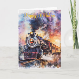 Scenic Landscape with Train Card