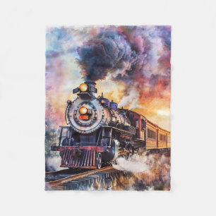Scenic Landscape with Train Fleece Blanket