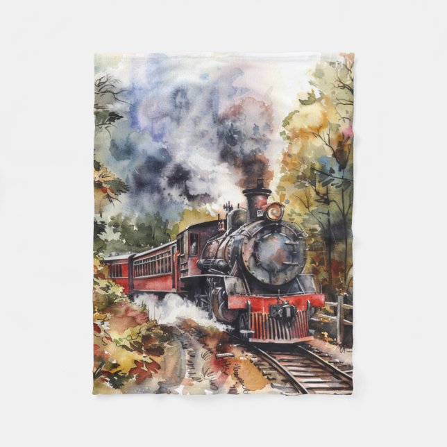 Scenic Landscape with Train Fleece Blanket (Front)