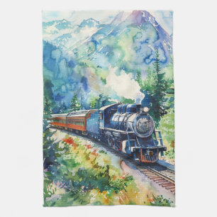Scenic Landscape with Train Kitchen Towel