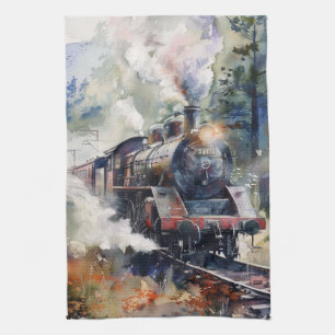 Scenic Landscape with Train Kitchen Towel