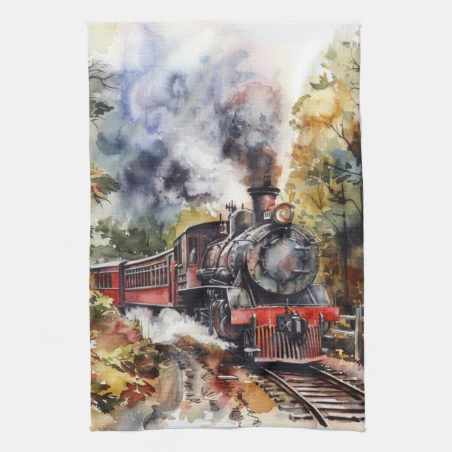 Scenic Landscape with Train Kitchen Towel (Vertical)