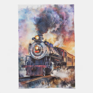 Scenic Landscape with Train Kitchen Towel