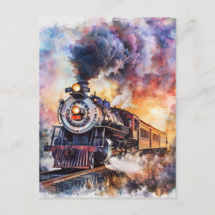 Scenic Landscape with Train Postcard