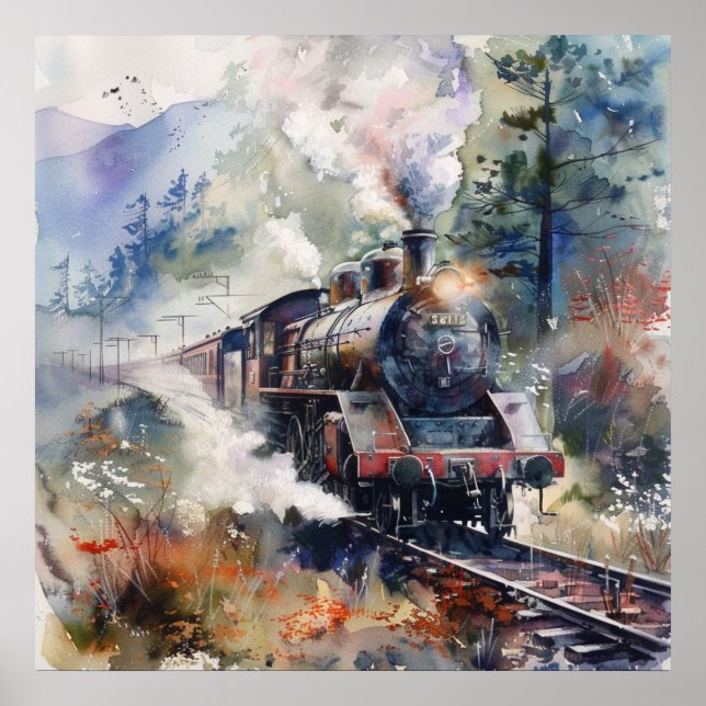 Scenic Landscape with Train Poster (Front)