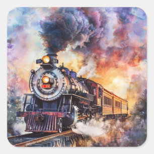 Scenic Landscape with Train Square Sticker