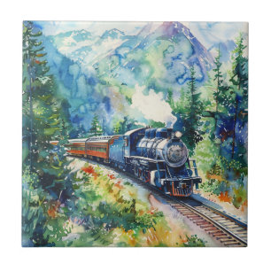 Scenic Landscape with Train Tile
