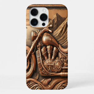 Scenic Leather-Style Motorcycle Art iPhone 16 Pro Max Case