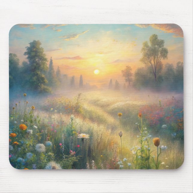 Scenic Meadow with Flowers Mouse Pad (Front)