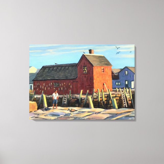 Scenic Motif #1 Rockport Fishing Shack Canvas Print (Front)