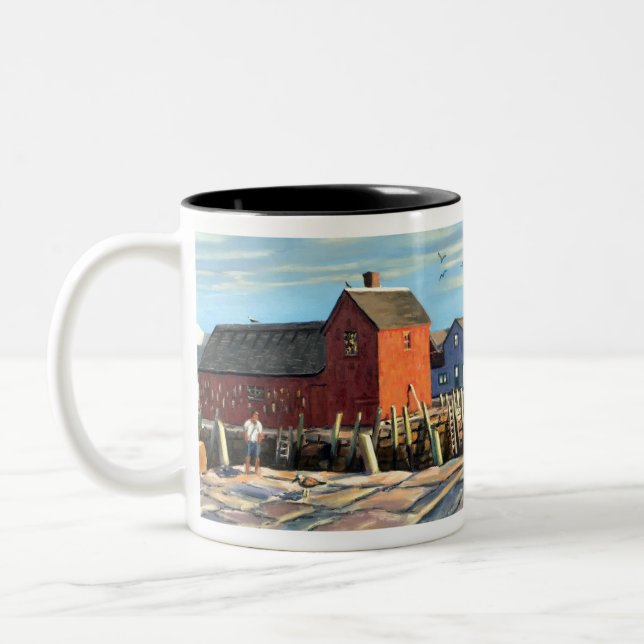 Scenic Motif #1 Rockport Fishing Shack Two-Tone Coffee Mug (Left)