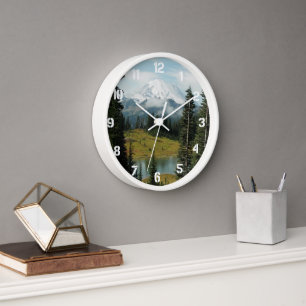 Scenic Mount Rainier Landscape Clock
