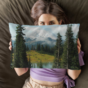 Scenic Mount Rainier Landscape Photo Accent Pillow