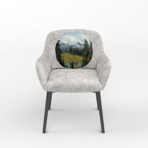 Scenic Mount Rainier Landscape Round Pillow