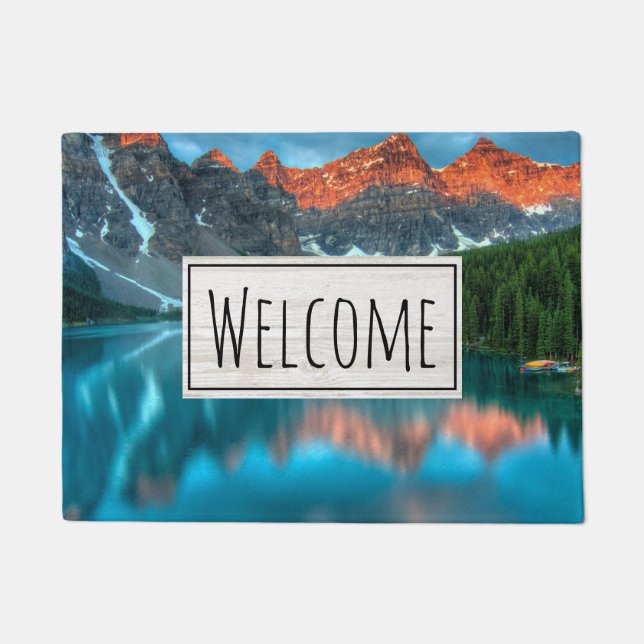 Scenic Mountain & Lake Landscape Photo Welcome Doormat (Front)