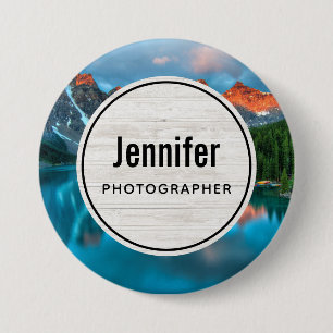 Scenic Mountain & Lake Landscape Photograph 3 Inch Round Button
