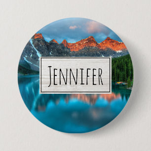 Scenic Mountain & Lake Landscape Photograph 3 Inch Round Button